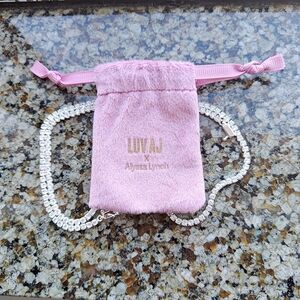 Luv AJ Silver Crystal Necklace with Pink Pouch